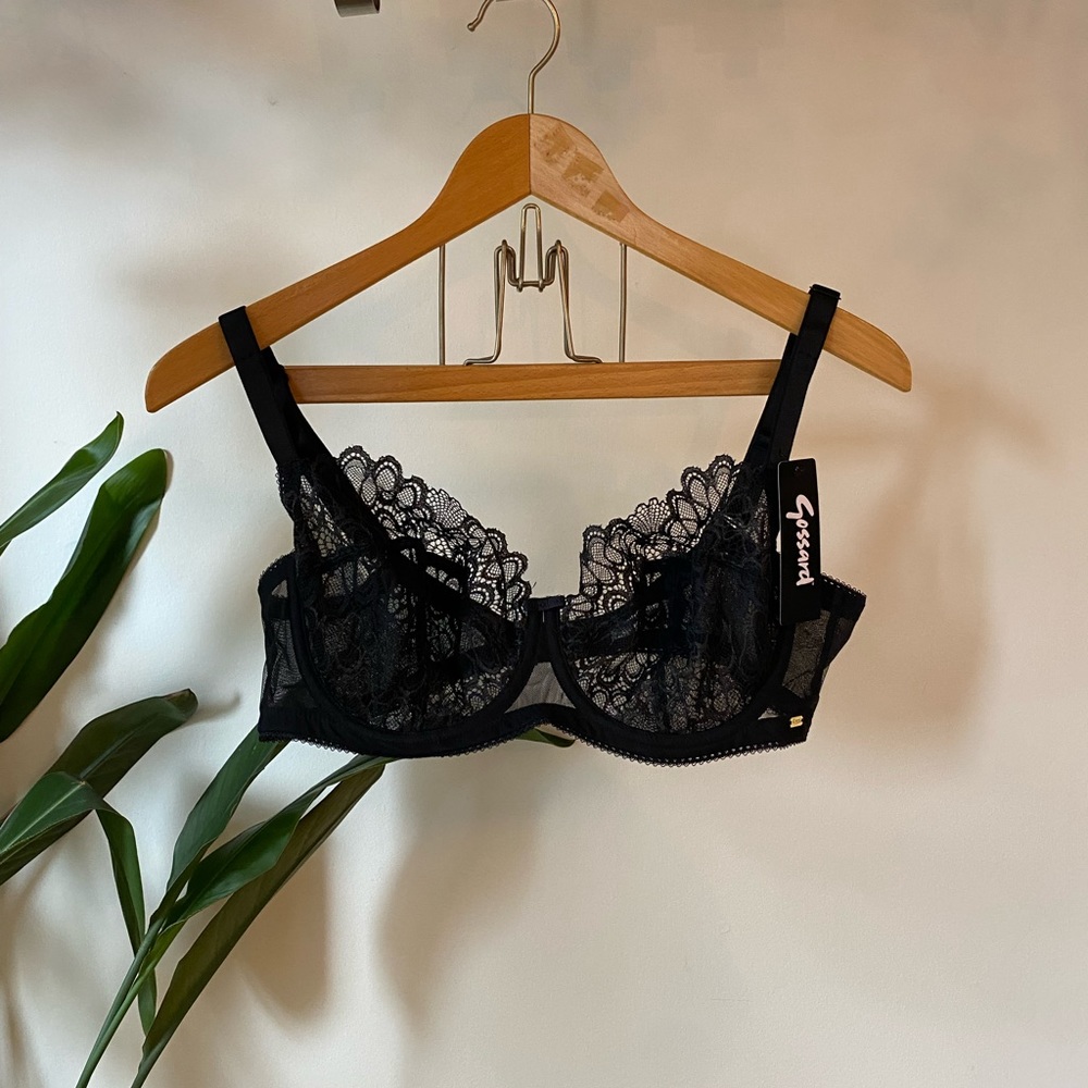 NWT Gossard Black Lace Bra, Size 38D